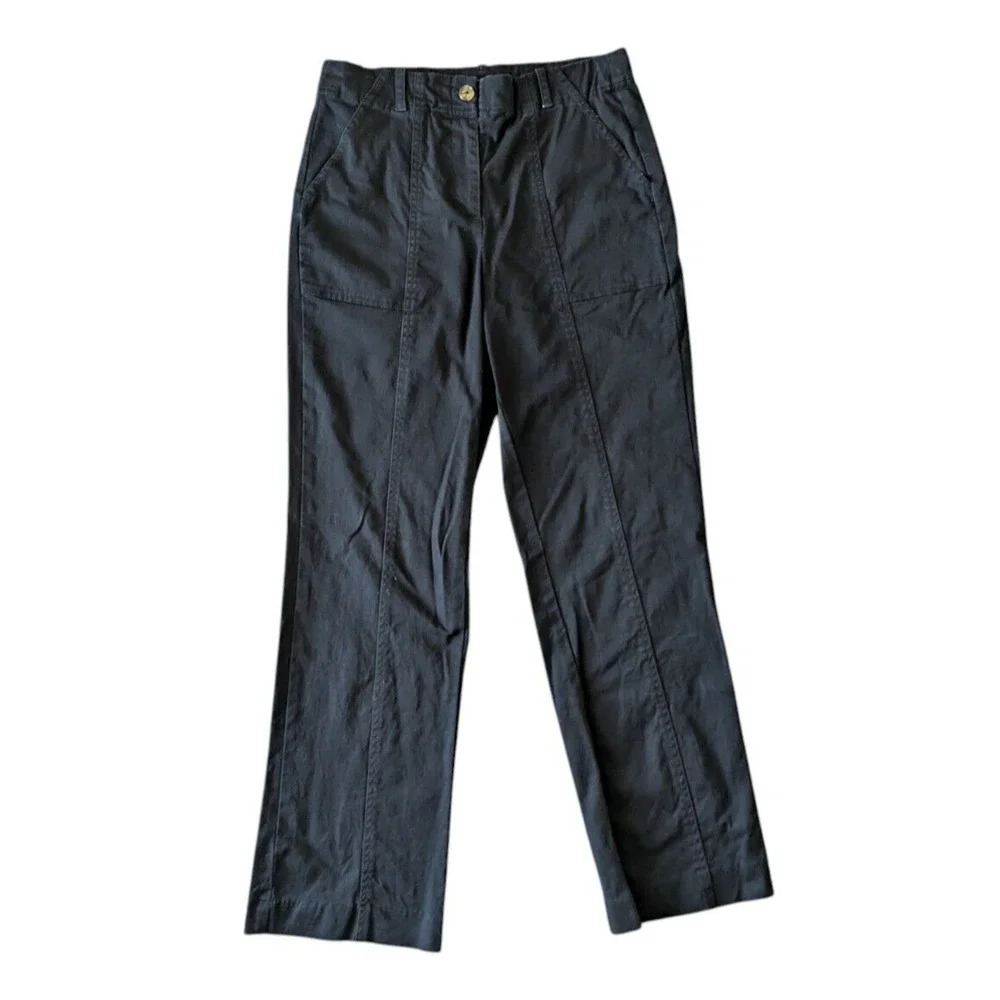 Boston Proper Black Cotton Blend Straight Leg Surplus Chino Pants Size 8 Stretch